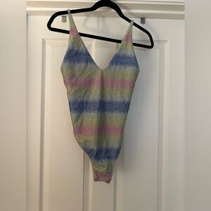 NEW! Beach Riot Womens Rainbow Metallic One Piece Swimsuit